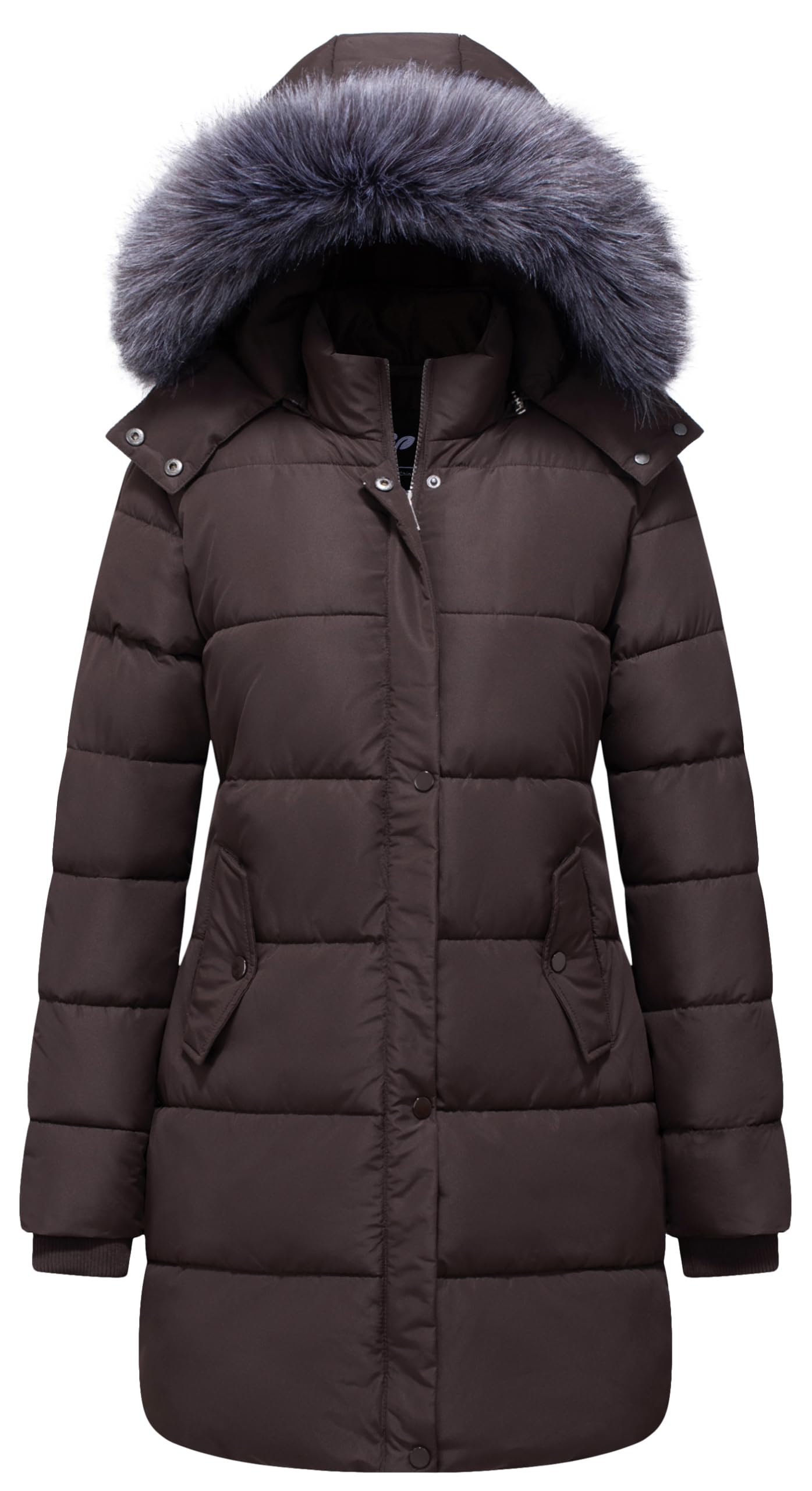 GGleaf Women's Winter Thicken Puffer Coat Warm Snow Jacket with Fur Removable Hood